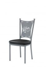 Trica's Creation Collection Metal Dining Chair with Black Seat Cushion and Games Cut-Out including Dice, Casino Cards, Chips and Roulette