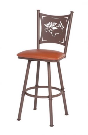 Trica Creation Collection Swivel Stool with Elk Design on Backrest
