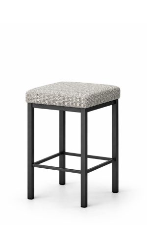 Trica's Day Black Modern Bar Stool with Patterned Fabric
