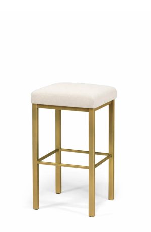 Trica's Day Modern Gold Backless Bar Stool with White Seat