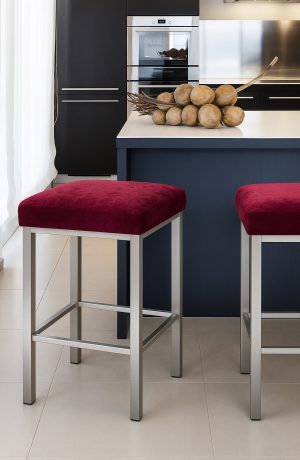 Trica's Day Modern Silver Backless Bar Stool at the Kitchen Island