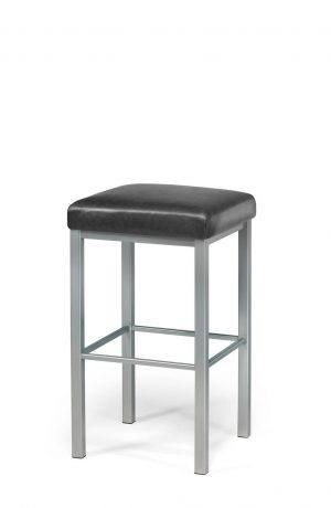Trica's Day Square Backless Narrow Bar Stool in Silver Metal Finish with Square Seat Cushion
