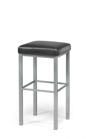 Trica's Day Square Backless Narrow Spectator Stool in Silver Metal Finish with Square Seat Cushion