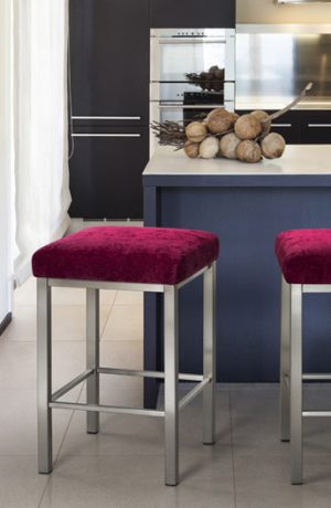Trica's Day Square Backless Stool with Brushed Steel Metal in Modern Kitchen