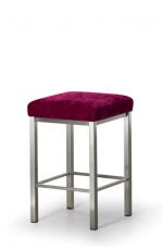 Trica Day Modern Backless Square Stool with Purple Seat Cushion