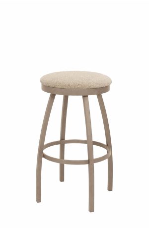 Trica's Henry Taupe Metal Backless Swivel Bar Stool with Round Seat