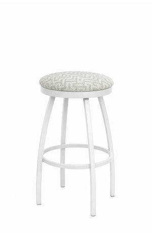 Trica's Henry White Backless Swivel Bar Stool with Geometric Fabric