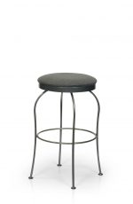Trica's Kim Backless Swivel Bar Stool with Round Seat Cushion and Black Metal Frame
