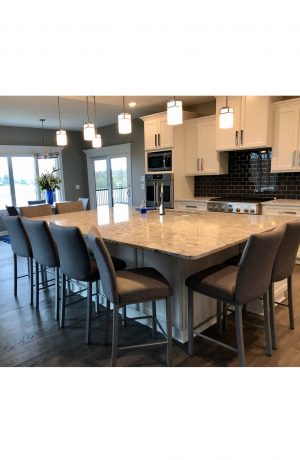 Metal Finish: Platinum • Seat and Back Cushion: AL478-30 Grey • 26″