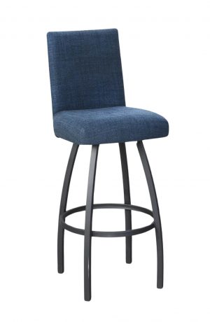 Trica's Nicholas Blue and Black Swivel Bar Stool with Back