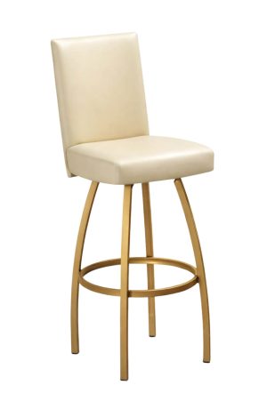 Trica's Nicholas Gold Modern Swivel Bar Stool with Cream Vinyl