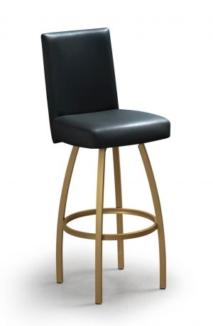 Trica's Nicholas Gold Swivel Bar Stool with Black Vinyl