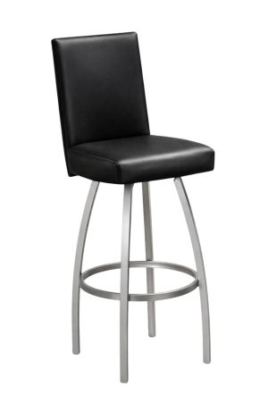Trica's Nicholas Modern Silver Swivel Bar Stool with Black Leather