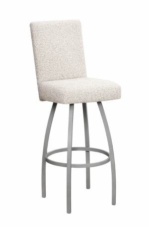 Trica's Nicholas Swivel Silver Bar Stool with Off-White Fabric