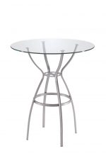 Trica's Rome Bar Height Table in Silver Metal and Round Glass