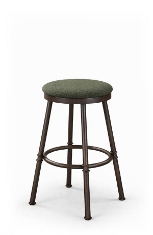 Trica's Sal Brown and Green Backless Swivel Bar Stool