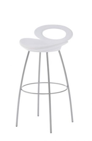 Trica Solo Stool with White Seat and Metal Legs