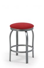 Trica Truffle Backless Swivel Stool with Red Fabric