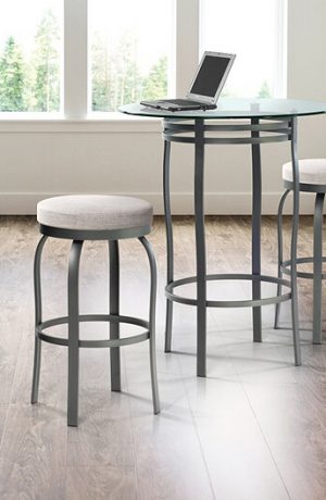Trica's Truffle Swivel Backless Bar Stool with Round, Thick Seat Cushion and 4-Metal Legs