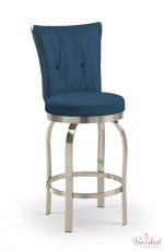 Trica's Tuscany Swivel Counter Stool with Blue Fabric and Brushed Steel metal finish