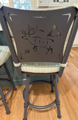 Trica's Creation Collection Taupe Metal Swivel Bar Stool with Bear Back