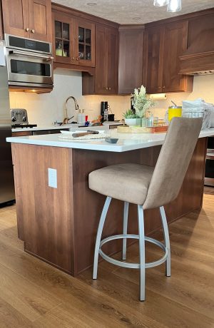 Trica's Nicholas Silver Swivel Bar Stool in Customer's Kitchen