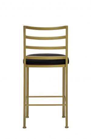 Wesley Allen's Benton Modern Gold Bar Stool with Ladder Back and Black Seat Vinyl - Back View