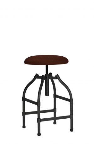 Wesley Allen's Dodge Backless Black Industrial Bar Stool with Burgundy Seat