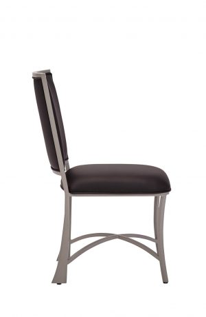 Wesley Allen's Greenwich Silver Dining Chair with Black Seat and Back Vinyl - Side View
