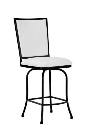 Wesley Allen's Morrison Black Swivel Bar Stool with Back and White Vinyl