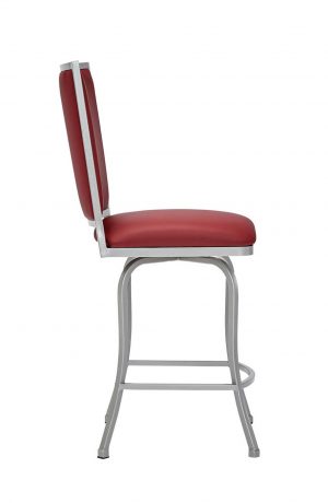 Wesley Allen's Morrison Transitional Silver Bar Stool with Red Cushion - Side View