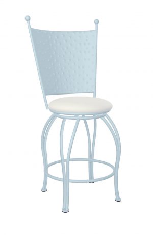 Wesley Allen's Woodard Blue Hammered Metal Swivel Bar Stool with Round Seat