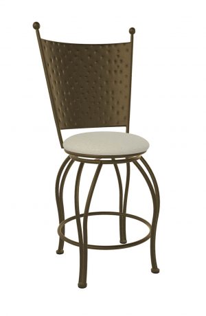 Wesley Allen's Woodard Brass Metal Swivel Bar Stool with Hammered Back