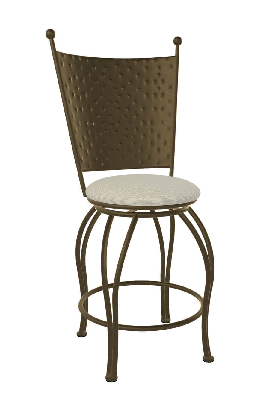 Wesley Allen's Woodard Brass Metal Swivel Bar Stool with Hammered Back
