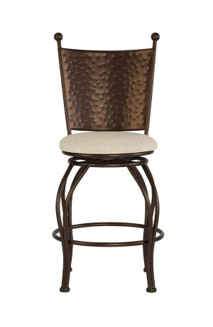 Wesley Allen's Woodland Bronze Swivel Bar Stool with Hammered Back - Front View
