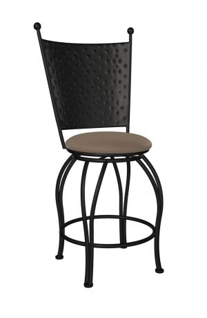 Wesley Allen's Woodland Hammered Black Swivel Bar Stool with Round Seat