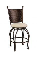 Wesley Allen's Woodland Swivel Bar Stool with Hammered Back and Round Seat
