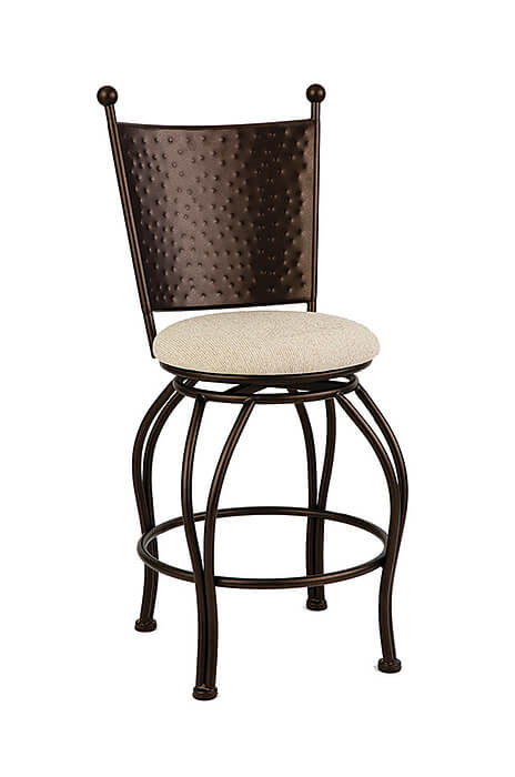 Wesley Allen's Woodland Swivel Bar Stool with Hammered Back and Round Seat