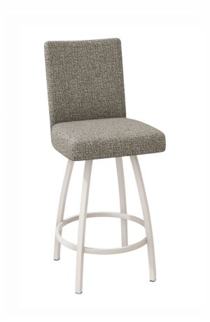 White Modern Swivel Bar Stool with Back - Trica - Nicholas