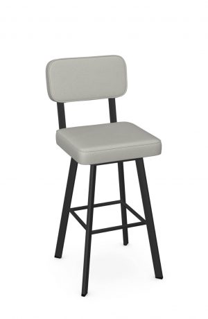 Amisco's Brixton Black Metal Bar Stool with Seat and Back Cushion