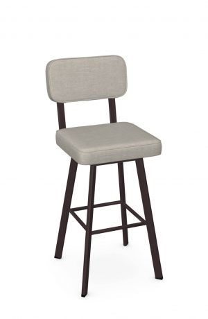 Amisco's Brixton Brown Metal Swivel Bar Stool with Seat and Back Cushion