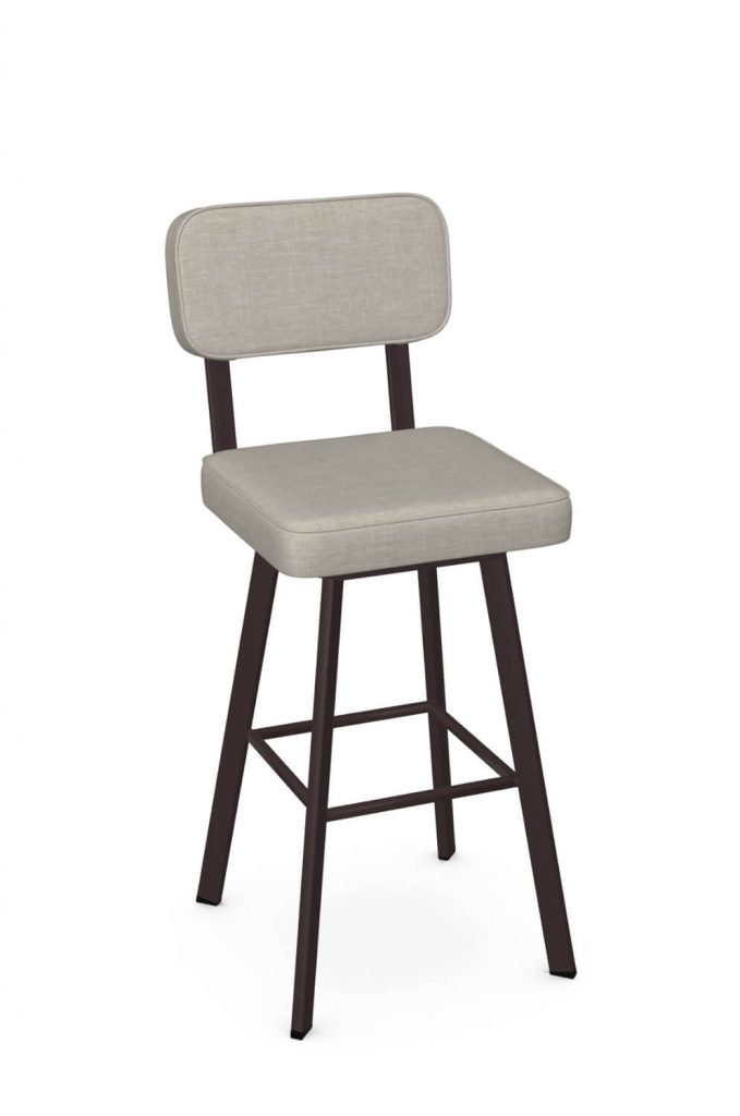Amisco's Brixton Brown Metal Swivel Bar Stool with Seat and Back Cushion