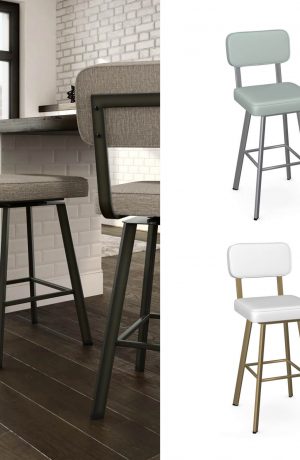 Amisco's Brixton Industrial Modern Swivel Bar Stool with Back - Customizable