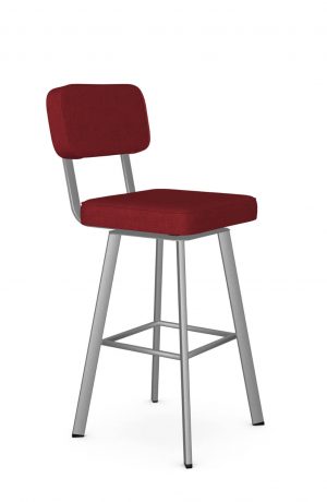 Amisco's Brixton Red Swivel Bar Stool with Back