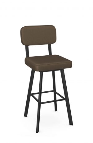 Amisco's Brixton Transitional Black Bar Stool with Brown Cushion