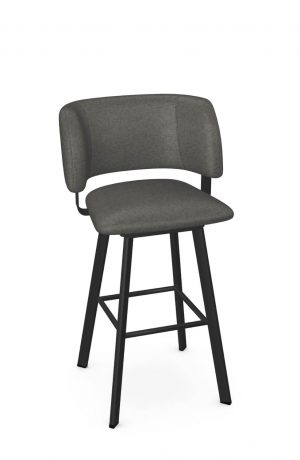 Amisco's Easton Modern Black Swivel Bar Stool with Dark Gray Vinyl Cushion