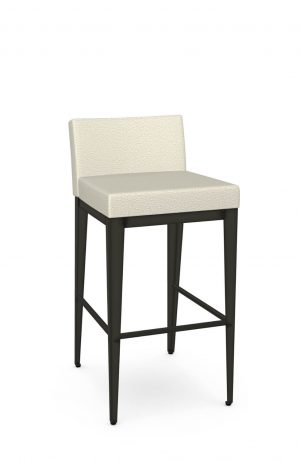Amisco's Ethan Dark Brown Bar Stool with Low Back in Cream Fabric