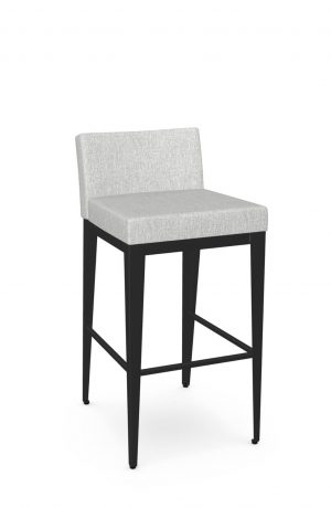 Amisco's Ethan Modern Black Bar Stool with Low Back in Gray Fabric