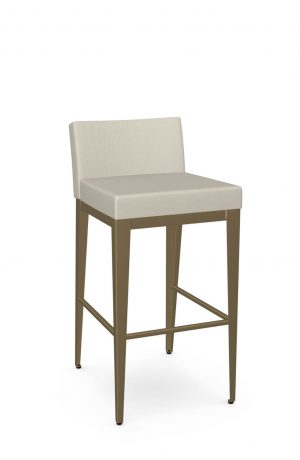 Amisco's Ethan Modern Gold Bar Stool with Low Back in Beige Vinyl