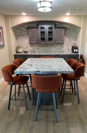 Amisco's Easton Modern Swivel Gray and Burnt Orange Bar Stools with Low Back - in Wine Home Bar